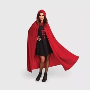 Target Red Velvet Hooded Cape Halloween Vampire Witch Occult Style
